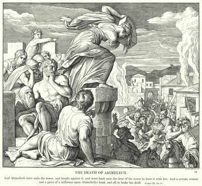 Abimeleks død (gravering) af Julius (after) Schnorr von Carolsfeld
