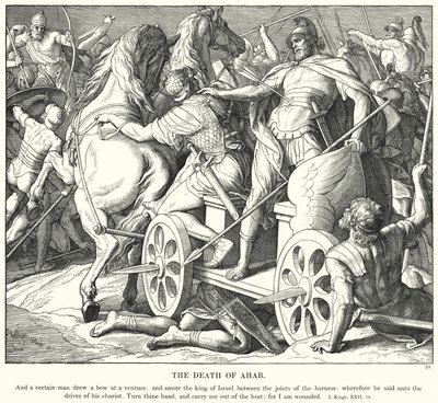 Akabs død (gravering) af Julius (after) Schnorr von Carolsfeld