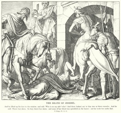 Jesebels død (gravering) af Julius (after) Schnorr von Carolsfeld