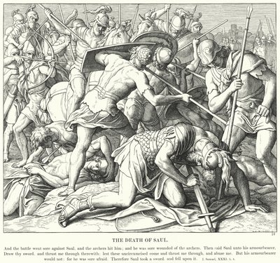 Sauls død (gravering) af Julius (after) Schnorr von Carolsfeld