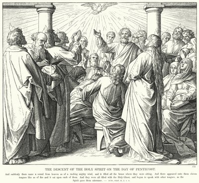 Helligåndens nedstigning på pinsedagen (gravering) af Julius (after) Schnorr von Carolsfeld