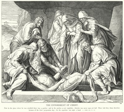 Kristi gravlæggelse (gravering) af Julius (after) Schnorr von Carolsfeld