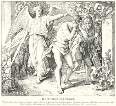 Uddrivelsen fra paradis (gravering) af Julius (after) Schnorr von Carolsfeld