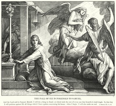 Elis fald er forudsagt til Samuel (gravering) af Julius (after) Schnorr von Carolsfeld