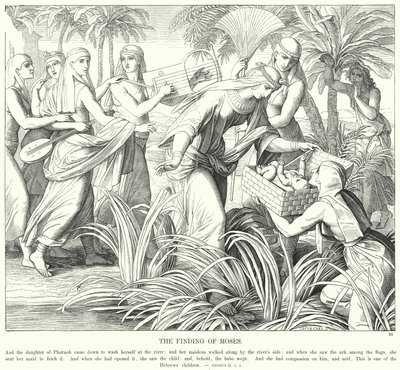 Fundet af Moses (gravering) af Julius (after) Schnorr von Carolsfeld