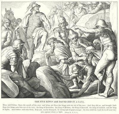 De fem konger er fundet skjult i en hule (gravering) af Julius (after) Schnorr von Carolsfeld