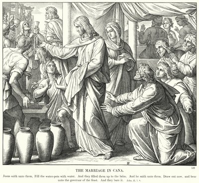 Ægteskabet i Cana (gravering) af Julius (after) Schnorr von Carolsfeld
