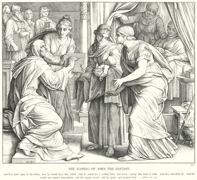 Navngivningen af Johannes Døberen (gravering) af Julius (after) Schnorr von Carolsfeld