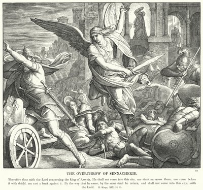 Omstyrtelsen af Sankerib (gravering) af Julius (after) Schnorr von Carolsfeld