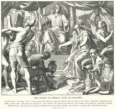 Dronningen af Sabas besøg hos Salomon (gravering) af Julius (after) Schnorr von Carolsfeld