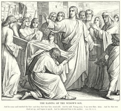 Opdragelsen af enkens søn (gravering) af Julius (after) Schnorr von Carolsfeld