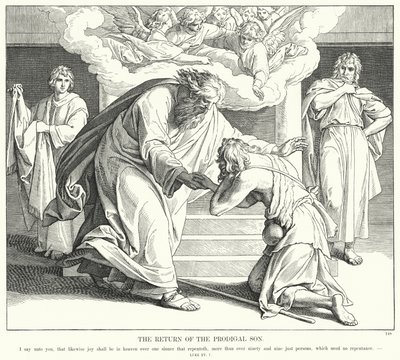 Den fortabte søns tilbagevenden (gravering) af Julius (after) Schnorr von Carolsfeld