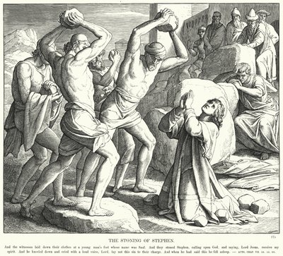 Steningen af Stephen (gravering) af Julius (after) Schnorr von Carolsfeld