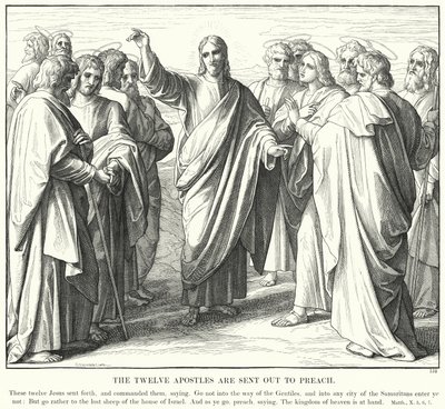 De tolv apostle er sendt ud for at prædike (gravering) af Julius (after) Schnorr von Carolsfeld