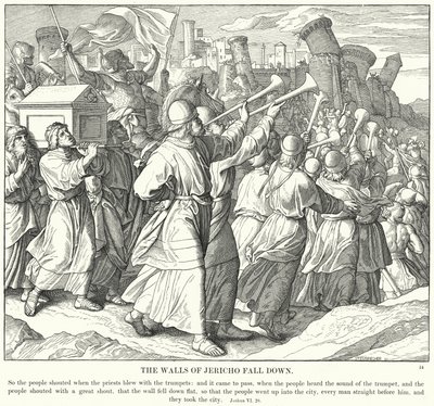 Jerikos mure falder ned (gravering) af Julius (after) Schnorr von Carolsfeld