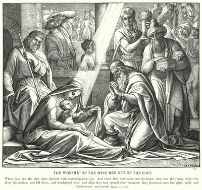 Tilbedelsen af de vise mænd fra Østen (gravering) af Julius (after) Schnorr von Carolsfeld