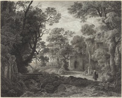 Et skovkapel om aftenen af Julius Albert Elsasser