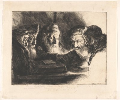 Fem jødiske mænd læser af Julius C. Turner (signed by artist)