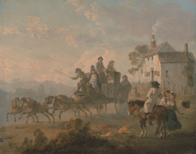 En scenetræner på en landevej af Julius Caesar Ibbetson