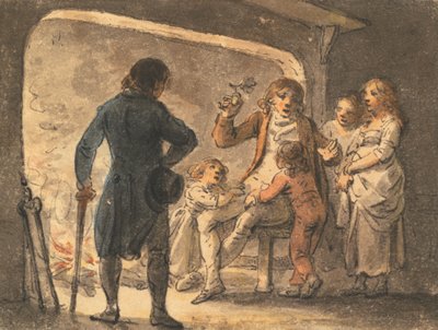 Ild i arnen, faderen fortæller historien til sine børn af Julius Caesar Ibbetson