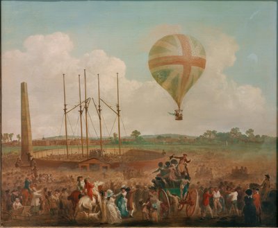 George Biggins Aufstieg i Lunardis Ballon af Julius Caesar Ibbetson