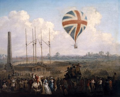 Mr. Lunardis New Balloon, 29. juni 1785 af Julius Caesar Ibbetson