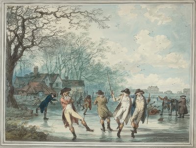 Skatere på Serpentine i Hyde Park. 1786 af Julius Caesar Ibbetson