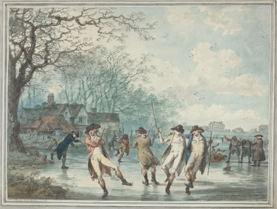Skatere på Serpentine i Hyde Park af Julius Caesar Ibbetson