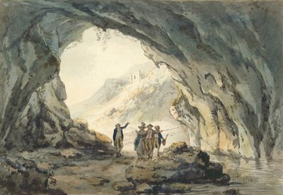 Rejsende ved en hule (wc på papir) af Julius Caesar Ibbetson