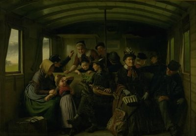 I en tredieklasses jernbanekupé af Julius Exner