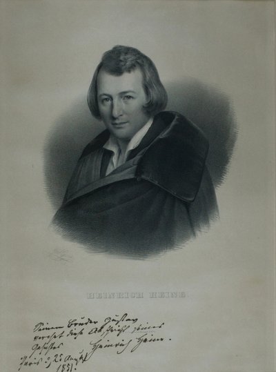 Portræt af digteren Heinrich Heine 1797-1856, 1839 af Julius Giere