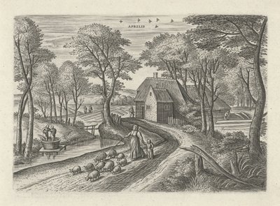 April Aprilis (titel på objekt) De tolv måneder (serietitel) af Julius Goltzius
