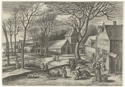 december (titel på objekt) De tolv måneder (serietitel) af Julius Goltzius