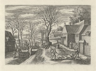 februar Febrvari (titel på objekt) De tolv måneder (serietitel) af Julius Goltzius