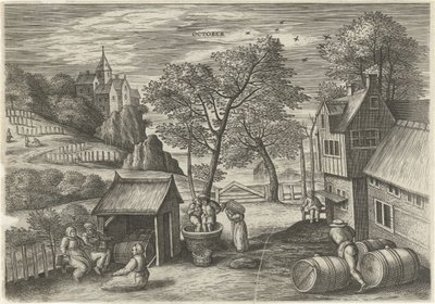 oktober oktober (titel på objekt) De tolv måneder (serietitel) af Julius Goltzius