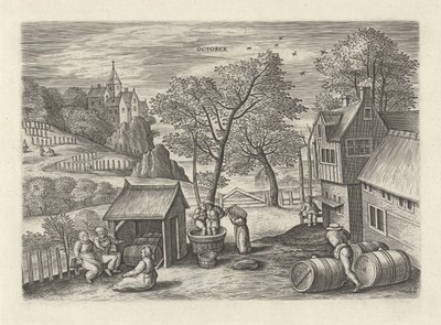 oktober oktober (titel på objekt) De tolv måneder (serietitel) af Julius Goltzius