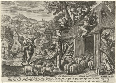 Peter som en god hyrde Lignelse om den gode hyrde (serietitel) af Julius Goltzius