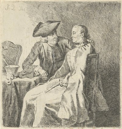 Mand og kvinde ved et bord af Julius Henricus Quinkhard