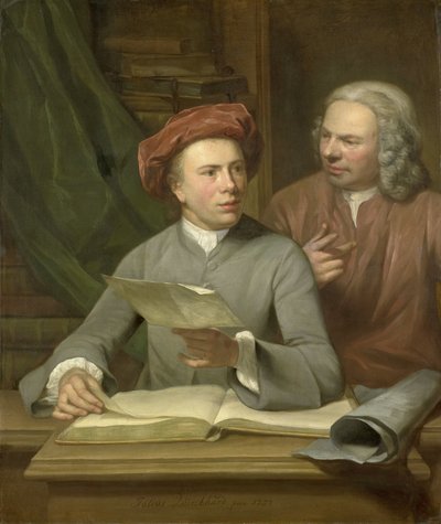 Selvportræt. Ved siden af kunstneren står hans far og lærer Jan Maurits Quinkhard (1688-1772) af Julius Henricus Quinkhard