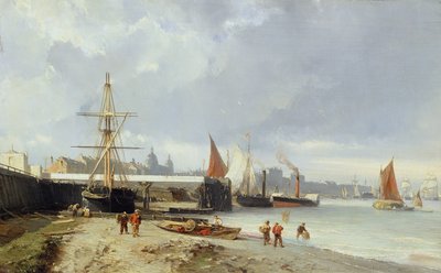 Docks on the Bank at Greenwich af Julius Hintz