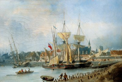 The Entrement of the Port of Dieppe, Maleri af Jules Hintz (1805-1862) af Julius Hintz
