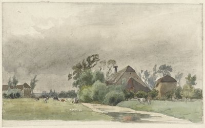 Sejl fører til en gård af Julius Jacobus van de Sande Bakhuyzen