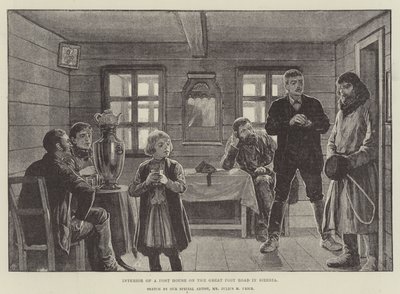 Interiør af et posthus på den store postvej i Sibirien af Julius Mandes Price