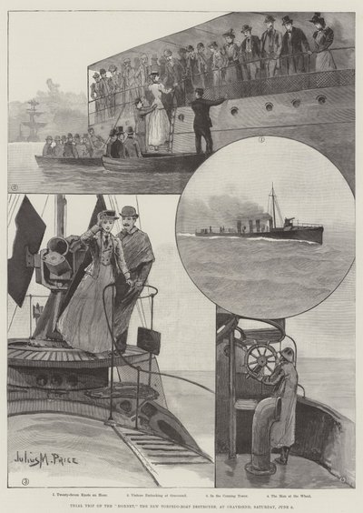 Prøvetur af Hornet, New Torpedo-Boat Destroyer, ved Gravesend, lørdag den 9. juni af Julius Mandes Price