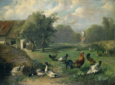 And og fjerkræ ved en dam af Julius Scheuerrer