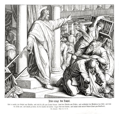 Rensning af templet, Johannesevangeliet af Julius Schnorr von Carolsfeld