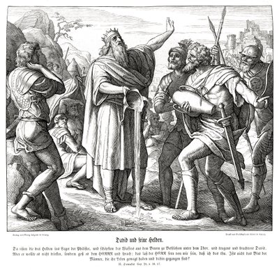 David og de tre vældige mænd, 2 Samuel af Julius Schnorr von Carolsfeld