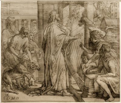 Salmisten David - Tilbedelse af Julius Schnorr von Carolsfeld