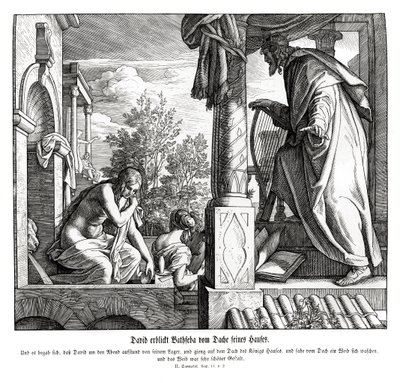 David ser Batseba på taget, 2 Samuel af Julius Schnorr von Carolsfeld