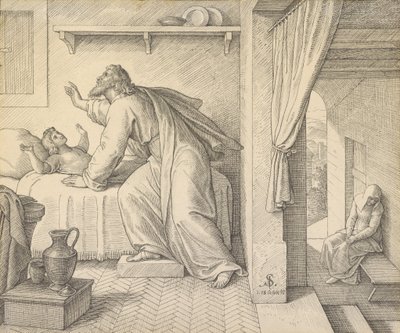 Elias genopliver sønnen til enken i Sarepta af Julius Schnorr von Carolsfeld